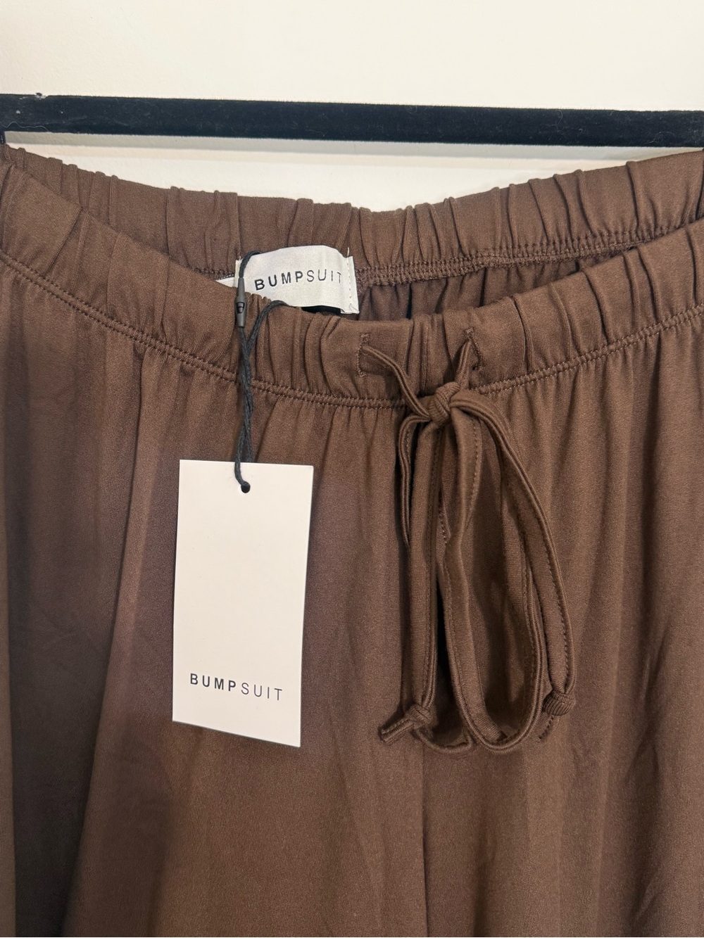 Bumpsuit Chocolate Brown Wide Leg Cloud Pants Crop Long Sleeve Tee Shirt NWT - Picture 4 of 7